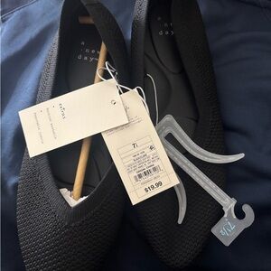 A New Day Black Textured Flats